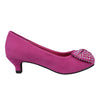 Kids Dress Shoes Accented Bow Suede Dress Pumps Pink