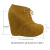 Womens Ankle Boots Sexy Lace Up Hidden Platform High Wedge Shoes Brown