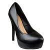 Womens Platform Shoes Closed Toe High Heel Faux Leather Stiletto Pump Black