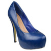 Womens Platform Shoes Closed Toe High Heel Faux Leather Stiletto Pump Blue
