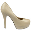 Womens Platform Shoes Closed Toe High Heel Faux Leather Stiletto Pump Nude