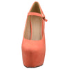 Womens Platform Shoes Ankle Strap Closed Toe Stiletto Pumps Orange