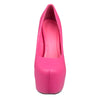 Womens Platform Shoes Faux Leather Stiletto Pumps Pink