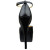 Womens Platform Shoes Back Strap Mid Open Stiletto Pumps Black