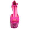 Womens Platform Sandals Rhinestone Studded Peep Toe High Heel Shoes Pink