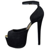 Womens Platform Sandals Peep Toe and Side Cutout Sexy Stiletto Shoes black