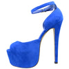 Womens Platform Sandals Peep Toe and Side Cutout Sexy Stiletto Shoes Blue
