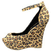 Womens Platform Sandals Peep Toe Cutout High Wedge Shoes Brown