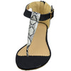 Womens Platform Sandals Zebra Print Thong Low Wedge Shoes black