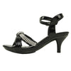 Kids Dress Sandals Knotted Strap Rhinestones High Heel Pageant Shoes black