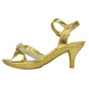 Kids Dress Sandals Knotted Strap Rhinestones High Heel Pageant Shoes Gold