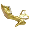 Kids Dress Sandals Knotted Strap Rhinestones High Heel Pageant Shoes Gold