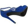 Womens Dress Sandals Strappy Wrap Rhinestones Back Zipper Closure Blue