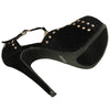 Womens Dress Sandals Fur T-Strap Studded Adjustable Ankle Strap black