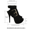 Womens Ankle Boots Suede Gold Buckle Peep Toe High Heel Shoes black
