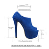 Womens Ankle Boots Suede Peep Toe Platform High Heel Shoes Blue