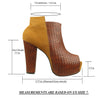 Womens Ankle Boots Weaved Leather and Suede Chunky Platform Shoes Brown