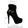 Womens Ankle Boots Sexy Double Platform Buckle High Heel Shoes black