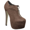 Womens Ankle Boots Closed Toe High Heel Zip Up Platform Dress Shoes Brown