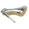 Womens Dress Sandals Patent Peep Toe Flower Rosette High Heel Shoes Silver