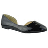 Womens Ballet Flats Patented Leather Peep Toe Slip On Dress Shoes Black