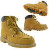 Mens Boots Oil Resistant Stitched Leather Work Hiking Padded Shoes Tan