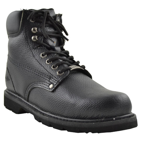 Mens Boots Oil Resistant Leather Work Hiking Padded Shoes Black
