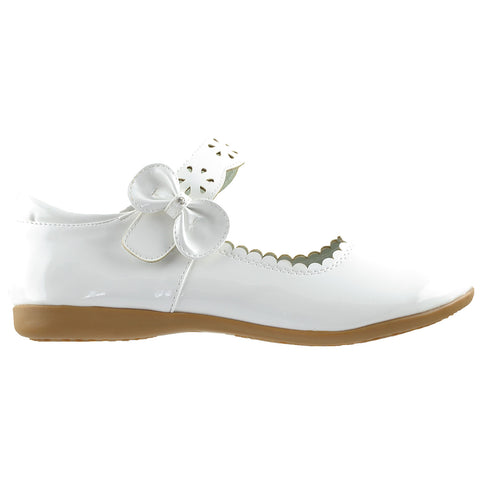 Kids Ballet Flats Scalloped Mary Jane Casual Comfort Shoes White