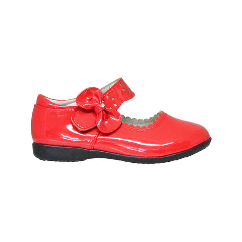 Kids Ballet Flats Scalloped Mary Jane Casual Comfort Shoes Red