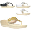 Kids Dress Sandals Rhinestone Flip Flop Comfort Thong Wedges Gold