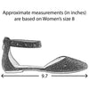Womens Ballet Flats Rhinestone Pointed Toe Ankle Strap Flat Shoes Black