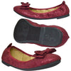 Womens Ballet Flats Slip On Bow Accent Microsuede Elastic Flat Shoes Burgundy