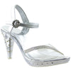Womens Rhinestone Heel Dress Sandals Silver
