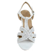 Womens Dress Sandals Braided Rhinestone Strappy Accented Wedges White