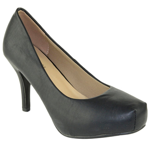 Womens Dress Shoes Square Toe Classy Slip On Pumps Black