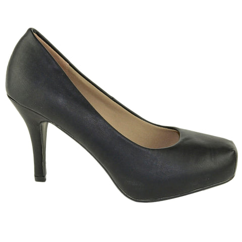 Womens Dress Shoes Square Toe Classy Slip On Pumps Black