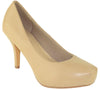 Womens Dress Shoes Square Toe Classy Slip On Pumps Taupe