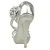 Womens Dress Sandals Asymmetrical Rhinstone Strap High Heel Shoes Silver