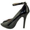 Womens Dress Shoes Stiletto Tonal Stitch Peep Toe Pumps Black
