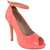 Womens Dress Shoes Stiletto Tonal Stitch Peep Toe Pumps Pink