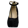 Womens Platform Shoes Ankle Strap Studded Rhinestone Stiletto Pumps black