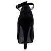 Womens Platform Shoes Ankle Strap Studded Rhinestone Stiletto Pumps black