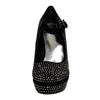 Womens Platform Shoes Rhinestone Studs Wedges black