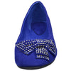 Womens Flat Shoes Studded Bow Accent Slip On Comfort Shoes Blue