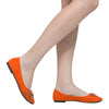Womens Flat Shoes Studded Bow Accent Slip On Comfort Shoes Orange