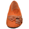 Womens Flat Shoes Studded Bow Accent Slip On Comfort Shoes Orange