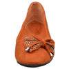 Womens Flat Shoes Studded Bow Tassel Accent Faux Suede Shoes Orange
