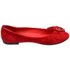 Womens Flat Shoes Studded Bow Tassel Accent Faux Suede Shoes Red