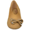 Womens Flat Shoes Studded Bow Tassel Accent Faux Suede Shoes Tan