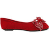 Kids Ballet Flats Velvet Embellished Side Bow Comfort Slip On Shoes Red